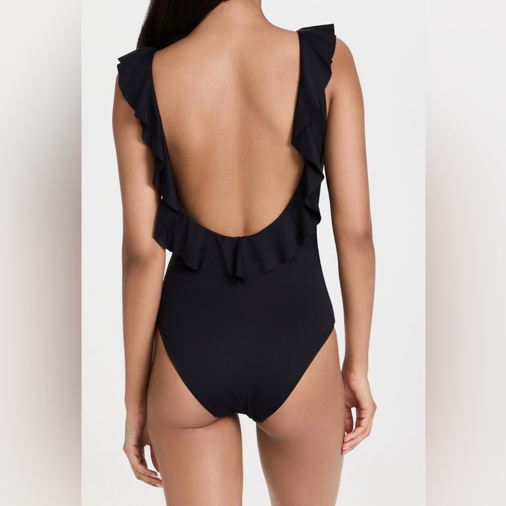Eberjey Solid Black Ruffled One-Piece Swimsuit Si… - image 2